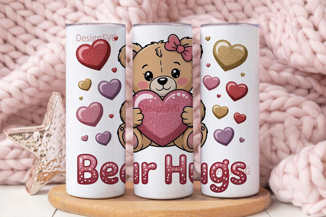 Bear Hugs Valentine's 20oz Tumbler Sublimation DesignSVG 