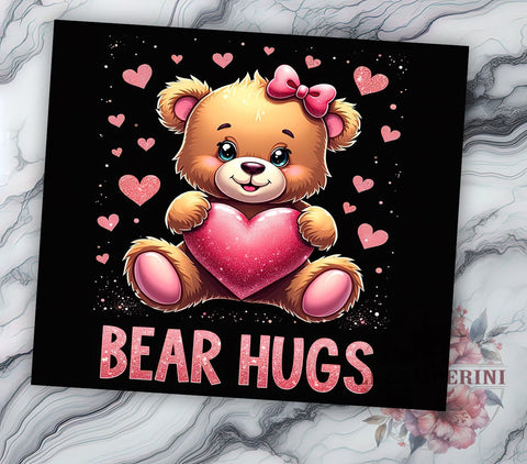 Bear Hugs Valentine's Day Tumbler Wrap, Valentine's Day Wrap, Bear Hugs Tumbler, 20oz Sublimation Tumbler, Love Gift, Romantic Drinkware, Bear Lover Gift Sublimation Li Zamperini 
