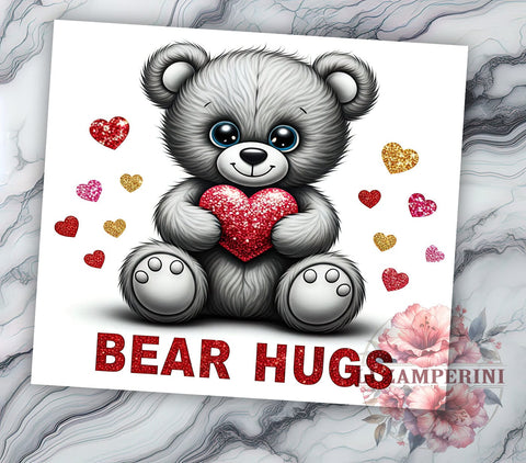 Bear Hugs Valentine's Day Tumbler Wrap, Valentine's Day Wrap, Bear Hugs Tumbler, 20oz Sublimation Tumbler, Love Gift, Romantic Drinkware, Bear Lover Gift Sublimation Li Zamperini 