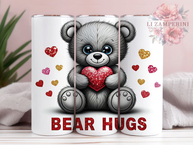 Bear Hugs Valentine's Day Tumbler Wrap, Valentine's Day Wrap, Bear Hugs Tumbler, 20oz Sublimation Tumbler, Love Gift, Romantic Drinkware, Bear Lover Gift Sublimation Li Zamperini 