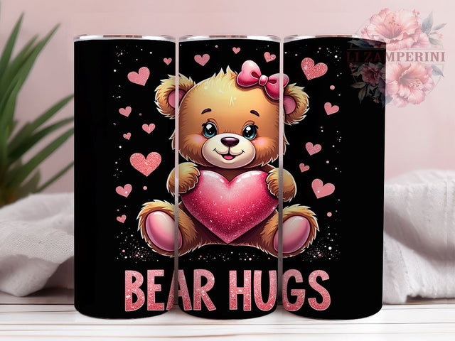 Bear Hugs Valentine's Day Tumbler Wrap, Valentine's Day Wrap, Bear Hugs Tumbler, 20oz Sublimation Tumbler, Love Gift, Romantic Drinkware, Bear Lover Gift Sublimation Li Zamperini 