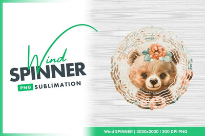 Bear illustration for wind spinner round sublimation Sublimation Regulrcrative 