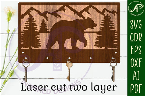 Bear Key holder designs for wood and metal cutting SVG APInspireddesigns 