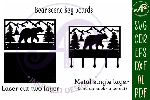Bear Key holder designs for wood and metal cutting SVG APInspireddesigns 
