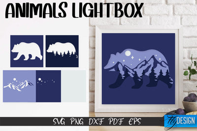 Bear Lightbox SVG Design | Paper Cut Design | SVG File SVG Fly Design 