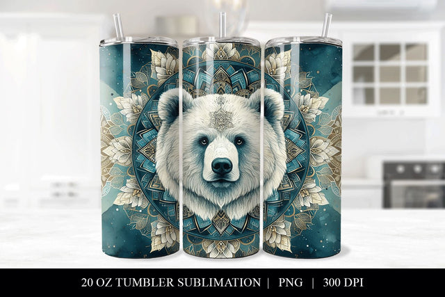 Bear Mandala 20oz Tumbler Sublimation Design Sublimation BijouBay 