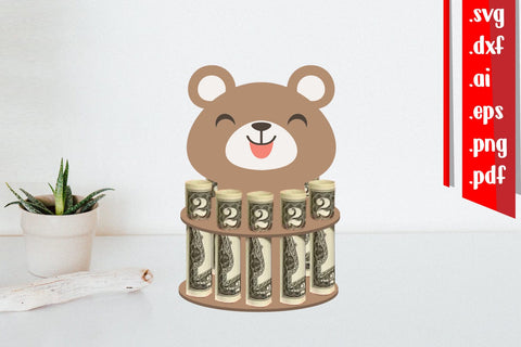 Bear Money Cake Holder Paper Cut SVG zafrans studio 