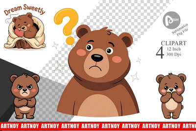 Bear Mood Clipart Sublimation artnoy 