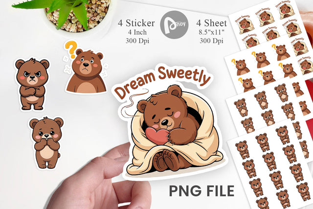 Bear Mood Sticker Sublimation artnoy 