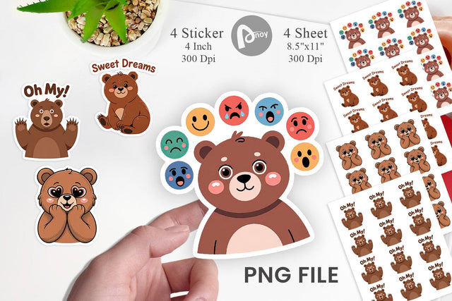 Bear Mood Sticker Sublimation artnoy 
