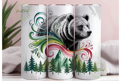 Bear Mountain Forest 20oz Tumbler Wrap Sublimation PixelChick 