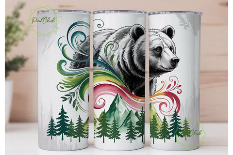 Bear Mountain Forest 20oz Tumbler Wrap Sublimation PixelChick 