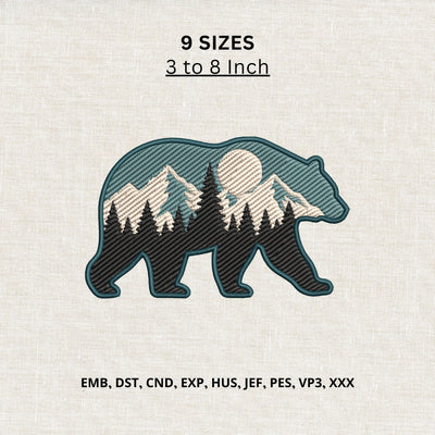 Bear Mountain Forest Machine Embroidery Design – Outdoor Wildlife Embroidery File Embroidery/Applique DESIGNS PatternFeed8 