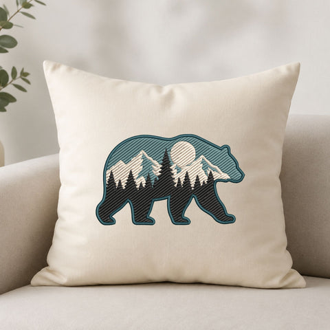 Bear Mountain Forest Machine Embroidery Design – Outdoor Wildlife Embroidery File Embroidery/Applique DESIGNS PatternFeed8 