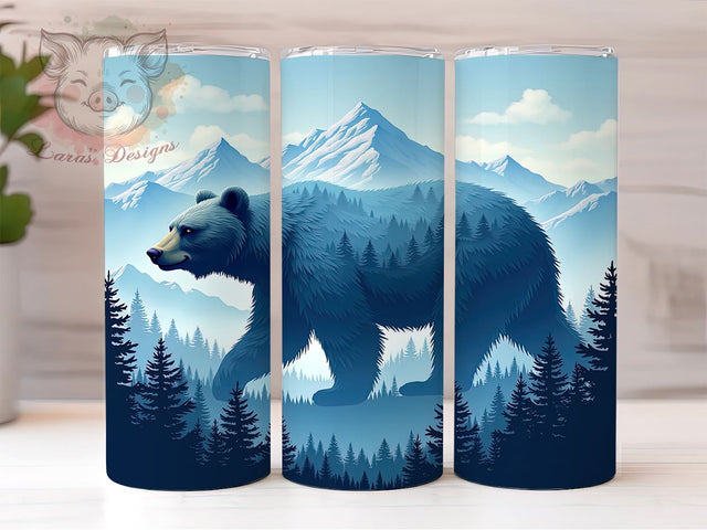 Bear Mountain Tumbler, Nature Sublimation Wrap, 20oz Drinkware, Outdoor Adventure Design, Wildlife Art, Camping Tumbler Design, Digital Download Sublimation Lara' s Designs 