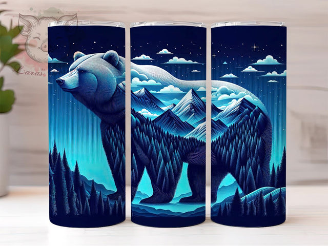 Bear Mountain Tumbler, Nature Sublimation Wrap, 20oz Drinkware, Outdoor Adventure Design, Wildlife Art, Camping Tumbler Design, Digital Download Sublimation Lara' s Designs 