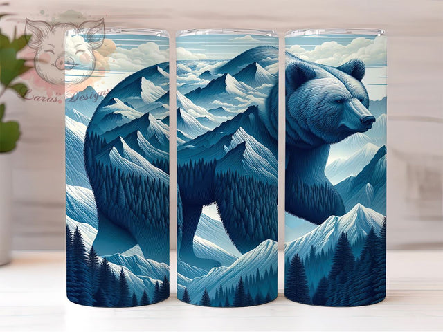 Bear Mountain Tumbler, Nature Sublimation Wrap, 20oz Drinkware, Outdoor Adventure Design, Wildlife Art, Camping Tumbler Design, Digital Download Sublimation Lara' s Designs 