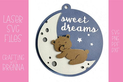Bear On the Moon Laser SVG File, Paper Cut File SVG Crafting With Brenna 