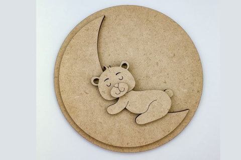 Bear on the Moon Nursery Sign Laser SVG File SVG Crafting With Brenna 