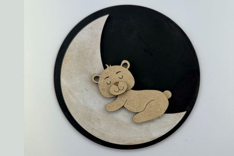 Bear on the Moon Nursery Sign Laser SVG File SVG Crafting With Brenna 