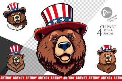 Bear Patriotic Clipart Sublimation artnoy 