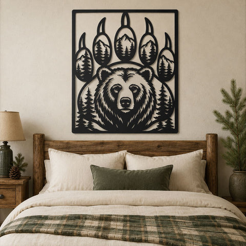 Bear Paw Laser SVG | Grizzly Bear DXF | Wildlife Metal Art | Mountain Forest CNC File | Rustic Cabin Wall Decor | Plasma Cut Design SVG HappyDesignStudio 