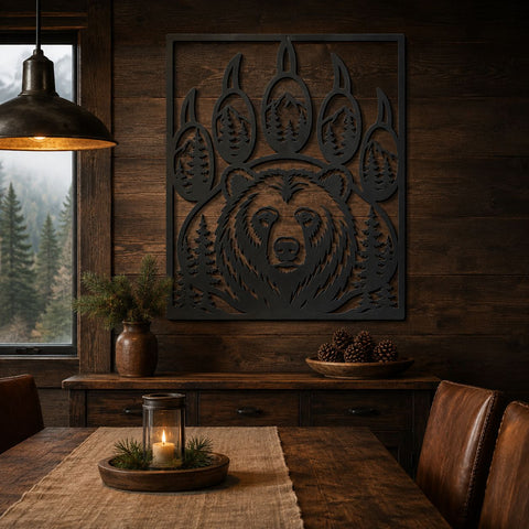 Bear Paw Laser SVG | Grizzly Bear DXF | Wildlife Metal Art | Mountain Forest CNC File | Rustic Cabin Wall Decor | Plasma Cut Design SVG HappyDesignStudio 