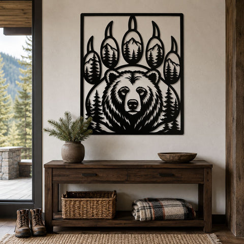 Bear Paw Laser SVG | Grizzly Bear DXF | Wildlife Metal Art | Mountain Forest CNC File | Rustic Cabin Wall Decor | Plasma Cut Design SVG HappyDesignStudio 