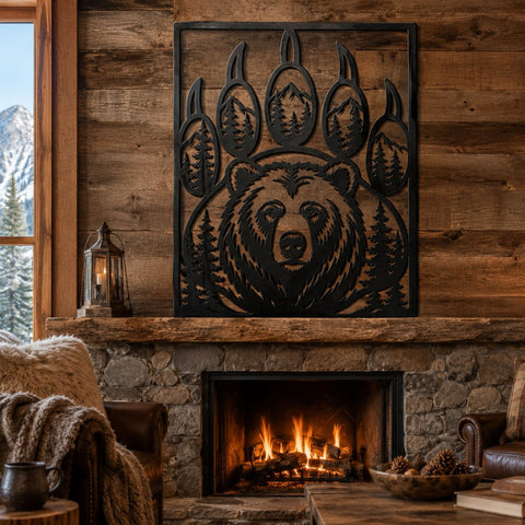 Bear Paw Laser SVG | Grizzly Bear DXF | Wildlife Metal Art | Mountain Forest CNC File | Rustic Cabin Wall Decor | Plasma Cut Design SVG HappyDesignStudio 