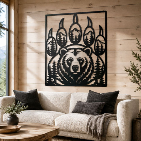 Bear Paw Laser SVG | Grizzly Bear DXF | Wildlife Metal Art | Mountain Forest CNC File | Rustic Cabin Wall Decor | Plasma Cut Design SVG HappyDesignStudio 