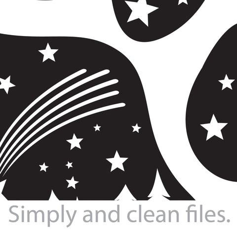 Bear paw print with a starry nigh, shooting star, moon and forest landscape SVG TribaliumArtSF 