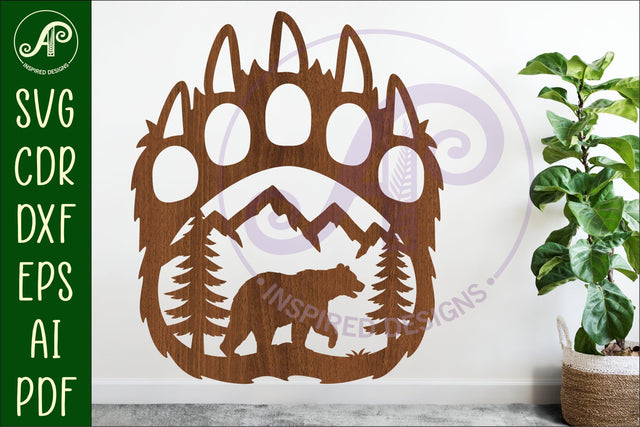 Bear paw print with Bear wall sign SVG APInspireddesigns 
