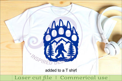 Bear paw print with Bigfoot wall sign SVG APInspireddesigns 