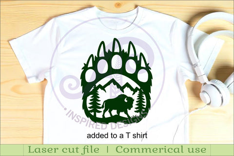 Bear paw print with Bison wall sign SVG APInspireddesigns 