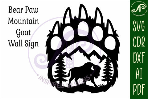 Bear paw print with Bison wall sign SVG APInspireddesigns 