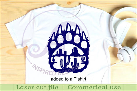 Bear paw print with cactus desert scene wall sign SVG APInspireddesigns 