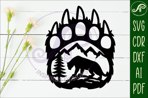 Bear paw print with Cougar wall sign SVG APInspireddesigns 