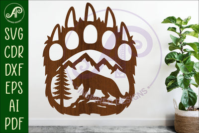 Bear paw print with Cougar wall sign SVG APInspireddesigns 