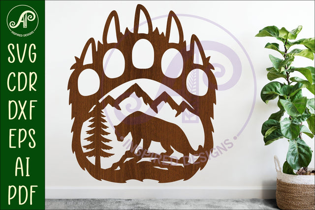 Bear paw print with Cougar wall sign SVG APInspireddesigns 