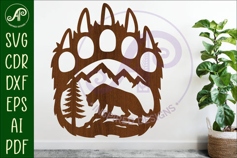 Bear paw print with Cougar wall sign SVG APInspireddesigns 