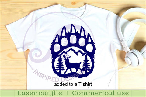 Bear paw print with Deer Buck wall sign SVG APInspireddesigns 