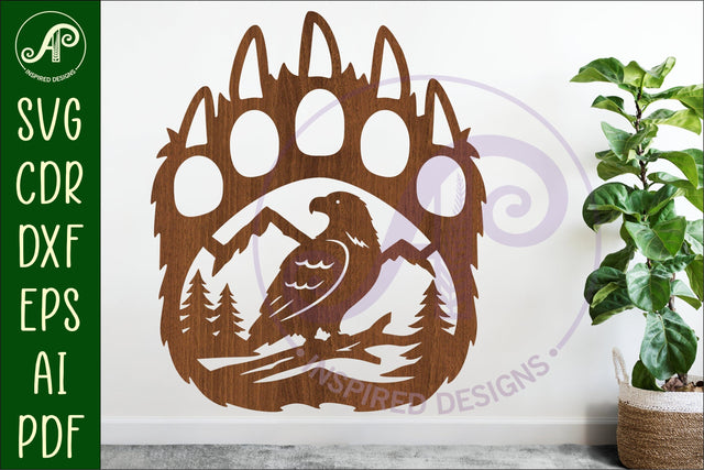 Bear paw print with Eagle wall sign SVG APInspireddesigns 