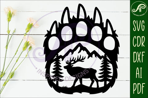 Bear paw print with Elk wall sign SVG APInspireddesigns 