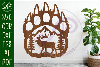 Bear paw print with Elk wall sign SVG APInspireddesigns 