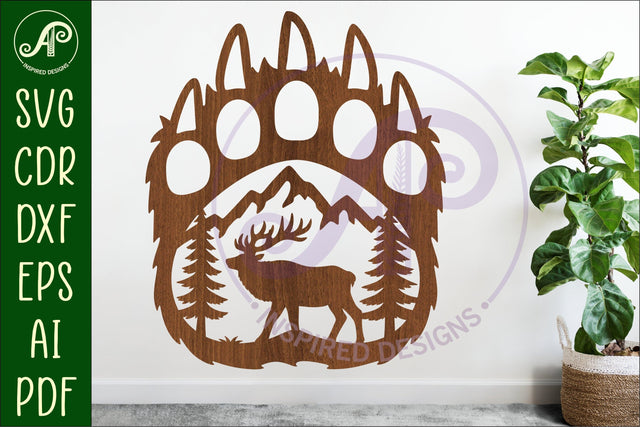 Bear paw print with Elk wall sign SVG APInspireddesigns 