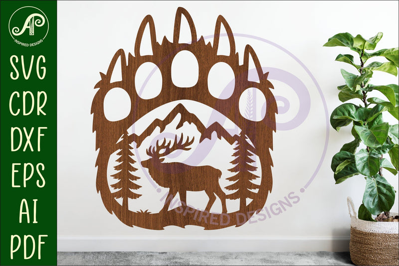 Bear paw print with Elk wall sign SVG APInspireddesigns 