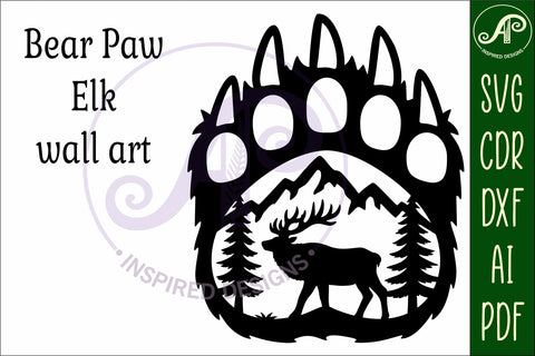 Bear paw print with Elk wall sign SVG APInspireddesigns 