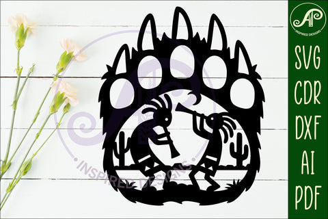 Bear paw print with Kokopelli wall sign SVG APInspireddesigns 