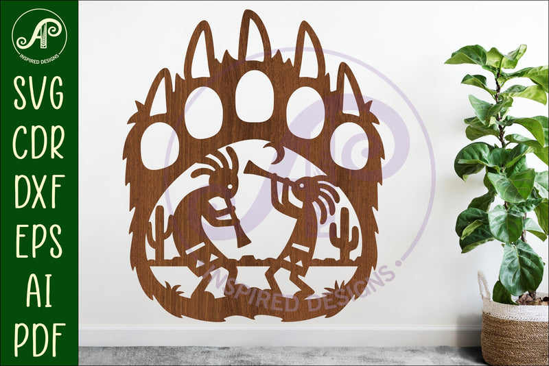 Bear paw print with Kokopelli wall sign SVG APInspireddesigns 