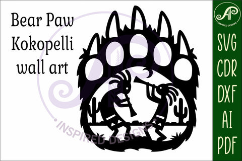 Bear paw print with Kokopelli wall sign SVG APInspireddesigns 